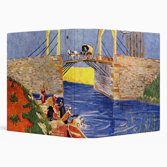 Langlois Bridge at Arles by Vincent van Gogh 3 Ring Binder (Background)