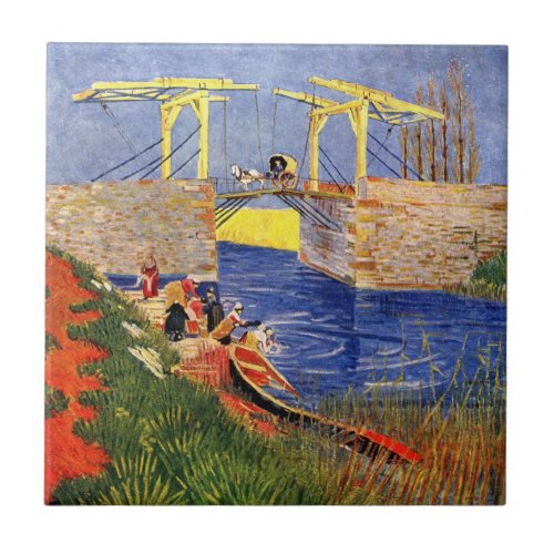 Langlois Bridge at Arles by Vincent van Gogh Ceramic Tile