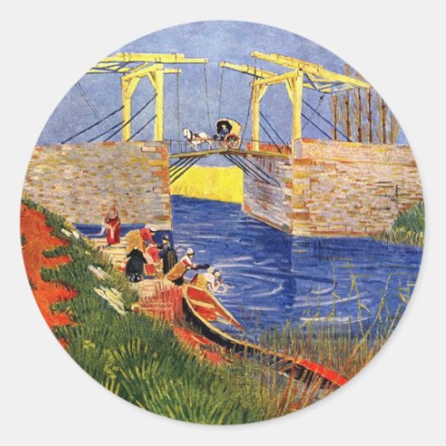 Langlois Bridge at Arles by Vincent van Gogh Classic Round Sticker