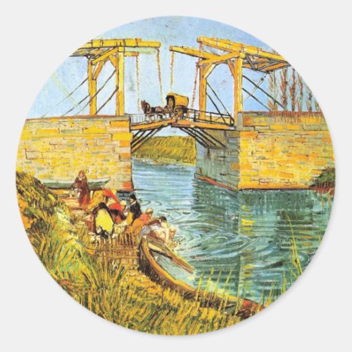 Langlois Bridge at Arles by Vincent van Gogh Classic Round Sticker