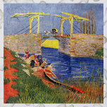 Langlois Bridge at Arles by Vincent van Gogh Jigsaw Puzzle<br><div class="desc">Langlois Bridge at Arles by Vincent van Gogh is a vintage fine art post impressionism maritime painting featuring peasant women washing clothes in the creek. About the artist: Vincent Willem van Gogh was a Post Impressionist painter whose work was most notable for its rough beauty, emotional honesty, and bold color....</div>