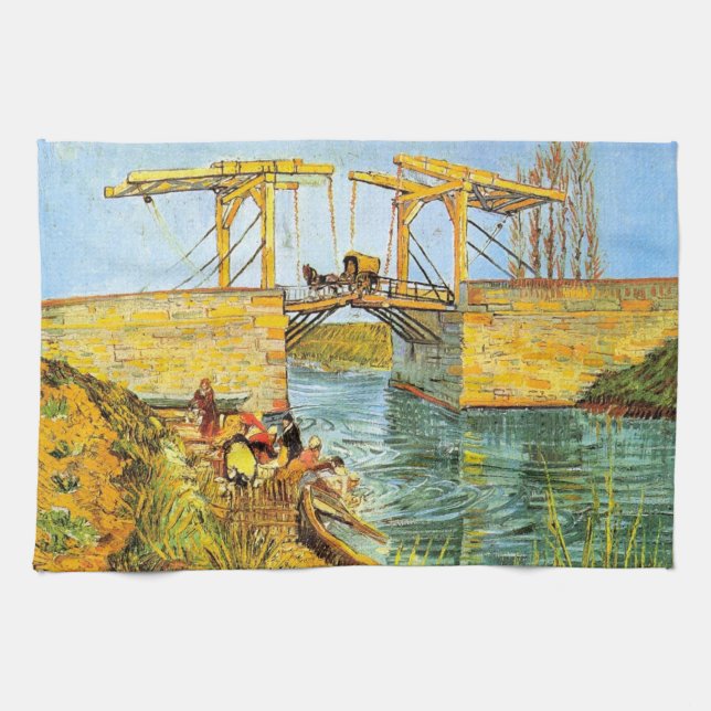 Langlois Bridge at Arles by Vincent van Gogh Kitchen Towel (Horizontal)