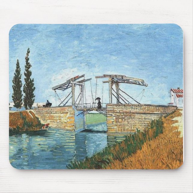 Langlois Bridge at Arles by Vincent van Gogh Mouse Pad (Front)
