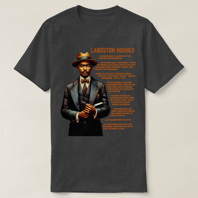 Langston Hughes Facts T-Shirt (Design Front)