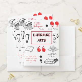 Language Arts Subject Set of 5 Pocket Folder