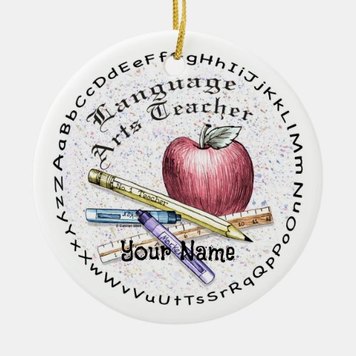 Language Arts Teacher custom name ornament