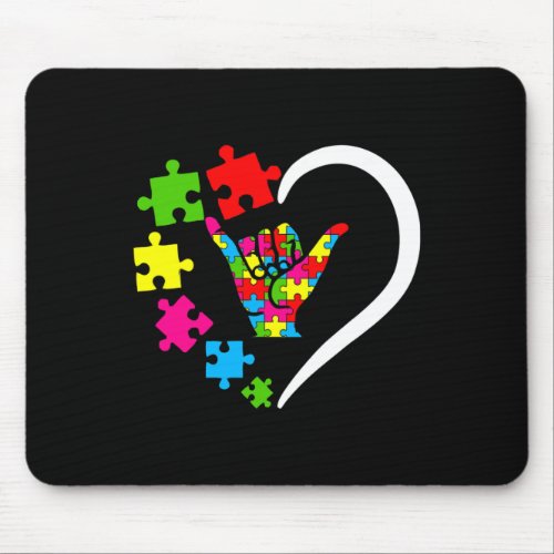 Language Asl Love Autism Awareness Day Apparel 1  Mouse Pad