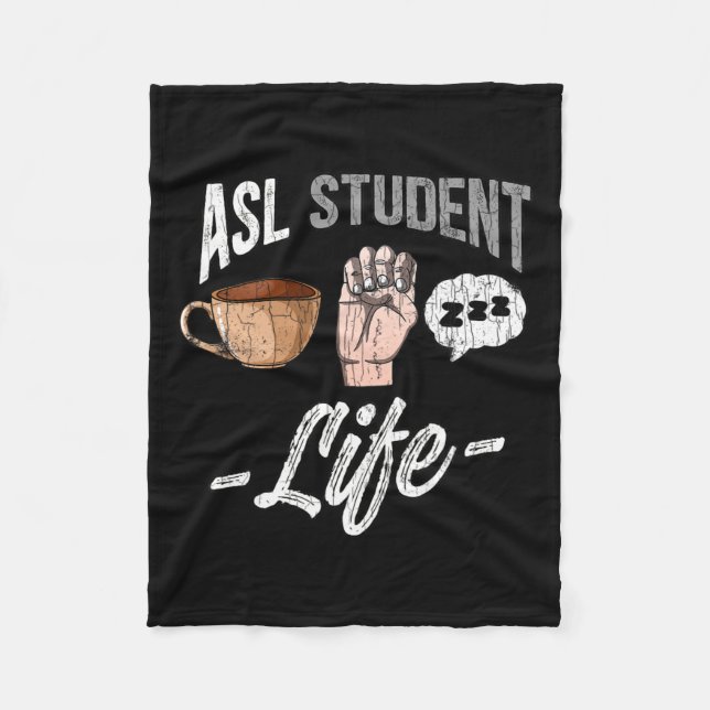 Language Attire Deaf Awareness Asl Student Fun Gif Fleece Blanket (Front)