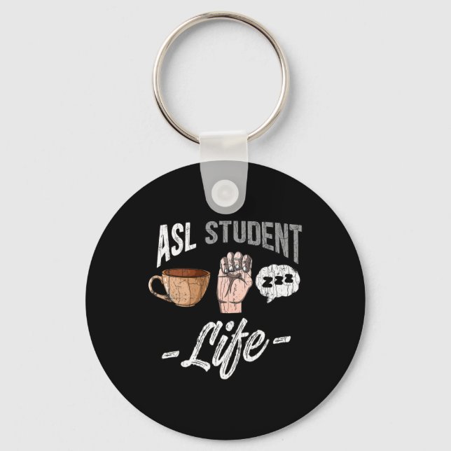 Language Attire Deaf Awareness Asl Student Fun Gif Keychain (Front)