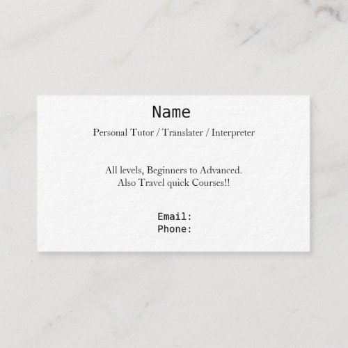 Language Business Card