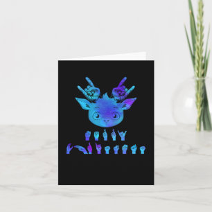 Language Deaf Christmas Reindeer Deaf Asl Awarenes Card