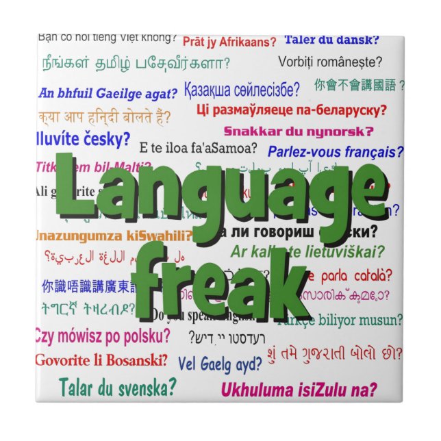 Language freak and background green tile (Front)
