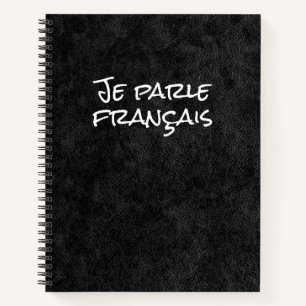 Language Learning Vocabulary Faux Black Leather Notebook