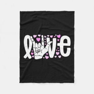 Language Love Asl Be Kind Deaf Awareness Fleece Blanket