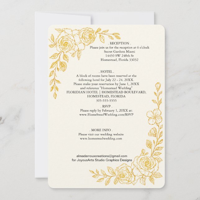 'Language of Love' All-in-One Wedding Invitation (Back)