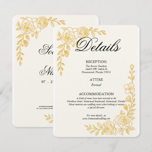 'Language of Love' Floral Weddng Details Card