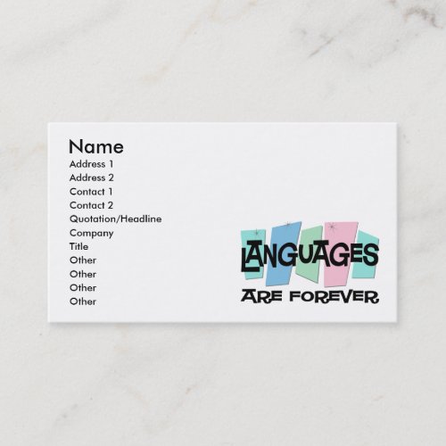 Languages Are Forever Business Card Template