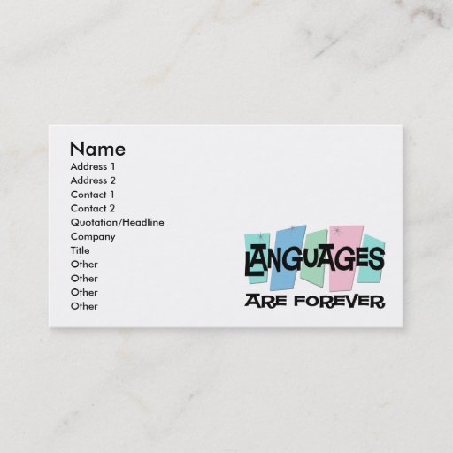 Customizable Languages Are Forever Business Card Template