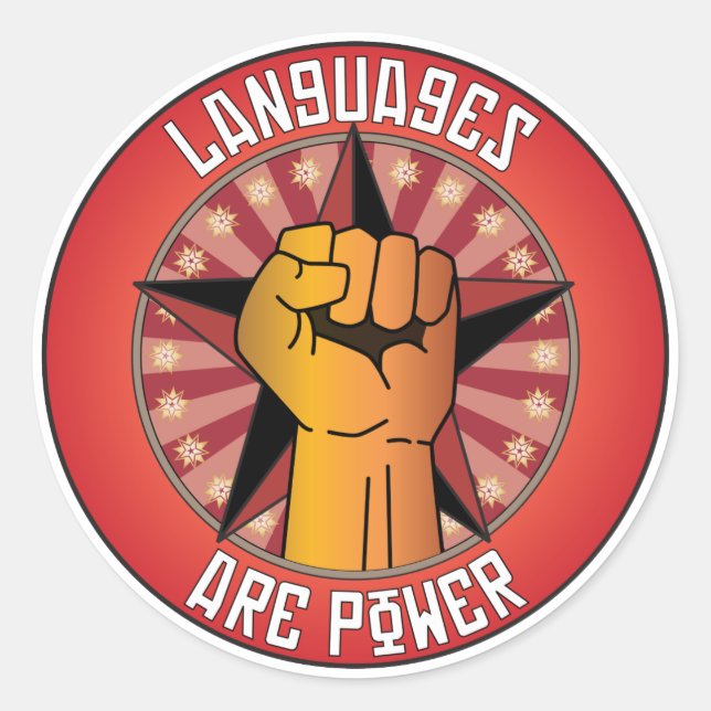 Languages Are Power Classic Round Sticker (Front)