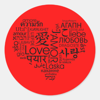 Languages of Love Heart Classic Round Sticker