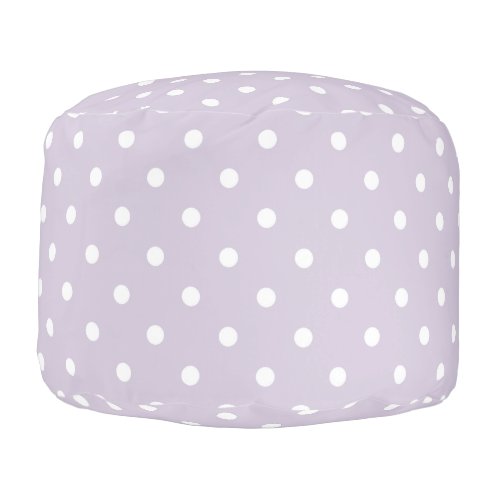 Languid Lavender and White Polka Dot Pouf