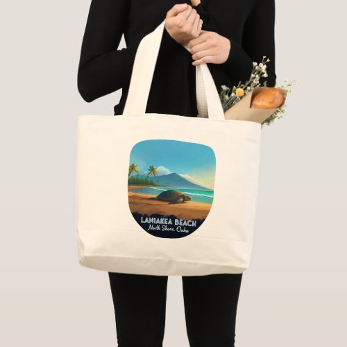 Laniakea Beach Haleiwa Oahu Hawaii Turtle Large Tote Bag