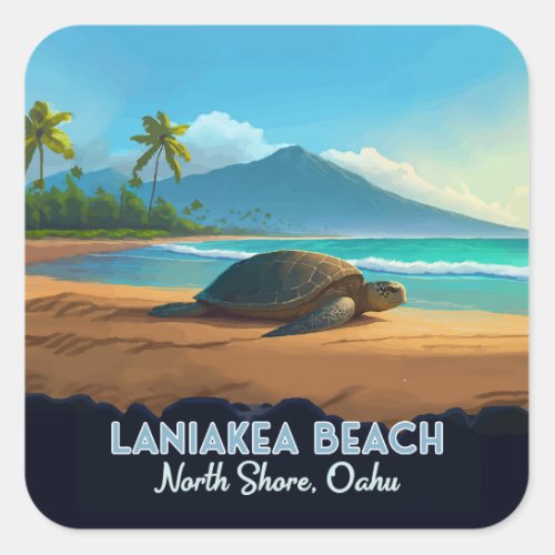 Laniakea Beach Haleiwa Oahu Hawaii Turtle Square Sticker