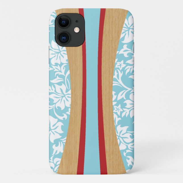 Laniakea Hawaiian Faux Wood Aqua Surfboard Case-Mate iPhone Case (Back)