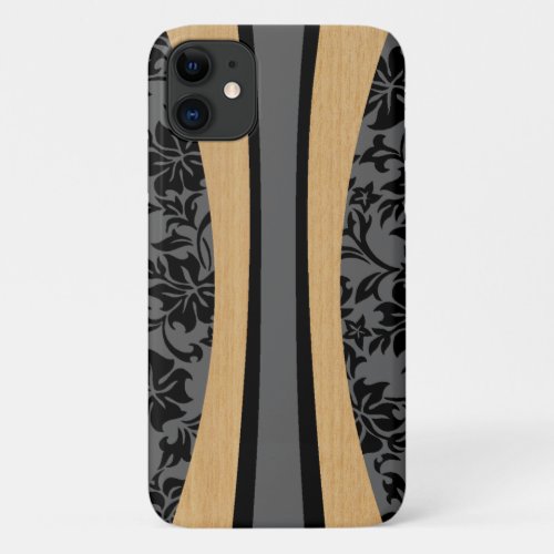 Laniakea Hawaiian Faux Wood Gray Surfboard iPhone 11 Case