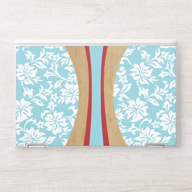 Laniakea Hawaiian Faux Wood Surfboard Aqua HP Laptop Skin (Front)