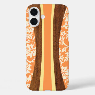 Laniakea Hawaiian Faux Wood Surfboard In Orange iPhone 16 Plus Case