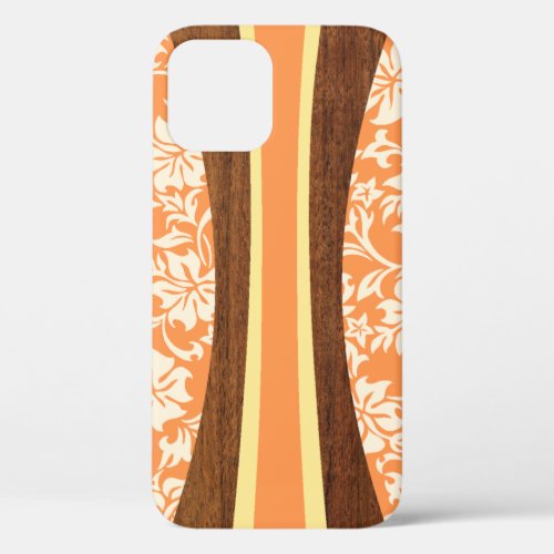 Laniakea Hawaiian Faux Wood Surfboard In Orange iPhone 12 Pro Case