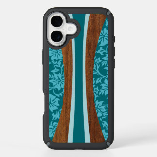 Laniakea Hawaiian Faux Wood Surfboard Teal iPhone 16 Plus Case