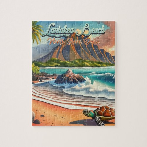 Laniakea Oahu Hawaii tropical watercolor colorful Jigsaw Puzzle