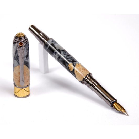 Lanier Art Deco Fountain Pen - Black Pearl (3/4)