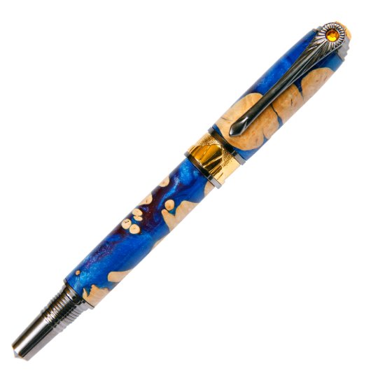 Lanier Art Deco Fountain Pen - Midnight Raven (Cap on)