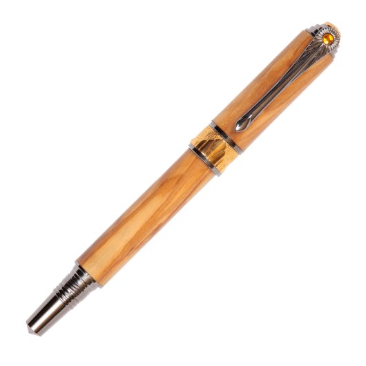 Lanier Art Deco Fountain Pen - Olivewood (Cap on)