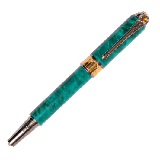 Lanier Art Deco Fountain Pen - Turquoise Box Elder (Cap on)