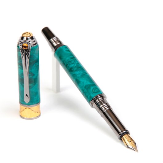 Lanier Art Deco Fountain Pen - Turquoise Box Elder (3/4)