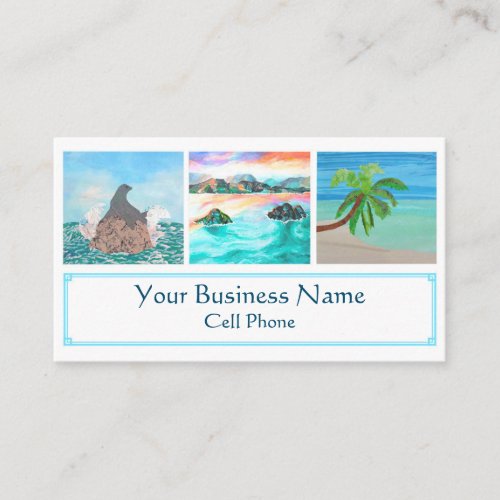 Lanikai Beach Hawaii Palm Tree Seal Tropical Business Card