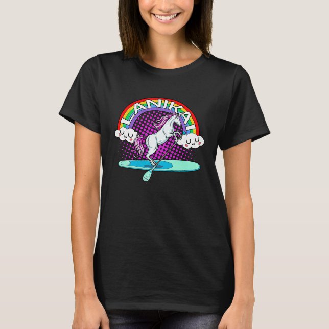 Lanikai Beach Hawaii Rainbow Unicorn Paddle Board  T-Shirt (Front)