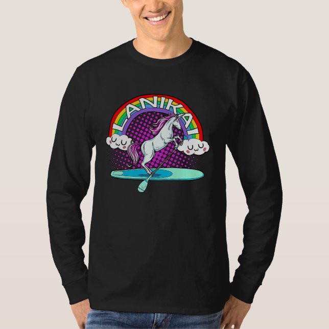 Lanikai Beach Hawaii Rainbow Unicorn Paddle Board  T-Shirt (Front)