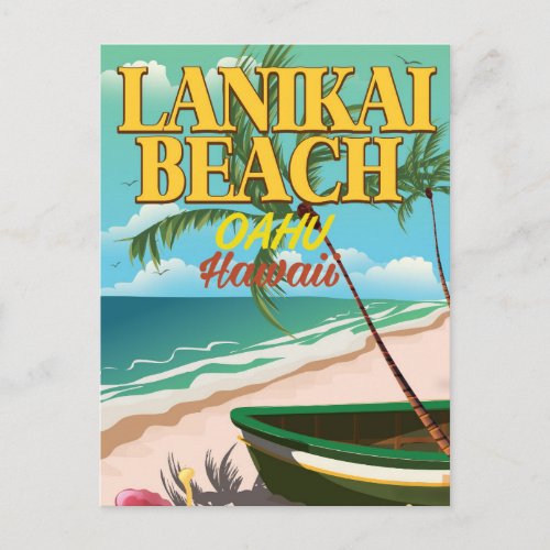 lanikai Beach Hawaii travel poster Postcard