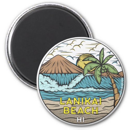 Lanikai Beach Hawaii Vintage Magnet