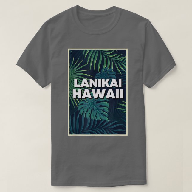 Lanikai Hawaii Beaches Palm Leaves Summer Art  T-Shirt (Design Front)