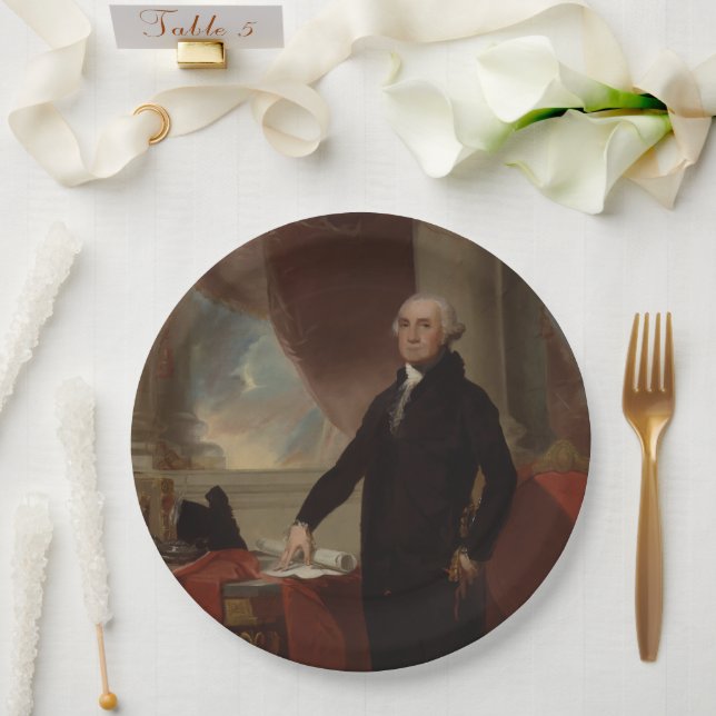 Lansdowne Portrait: US President George Washington Paper Plates (Wedding)
