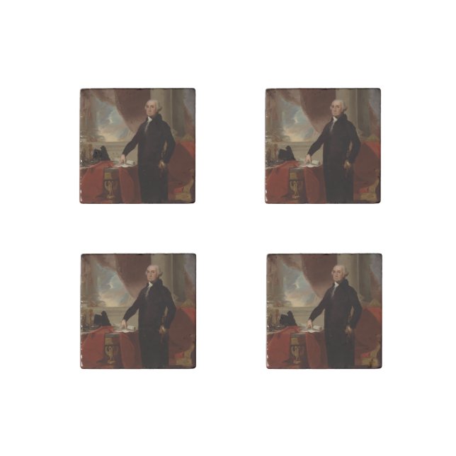 Lansdowne Portrait: US President George Washington Stone Magnet (Front)