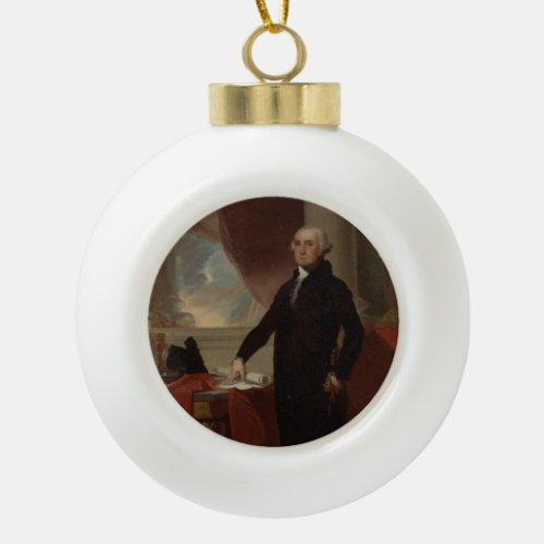 Lansdowne US 1st President George Washington Ceramic Ball Christmas Ornament