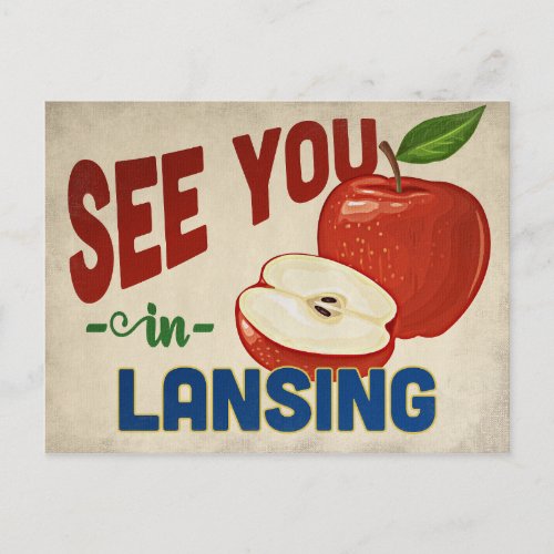 Lansing Michigan Apple _ Vintage Travel Postcard