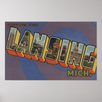 Lansing, Michigan - Large Letter Scenes 2 Poster